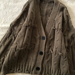 Cyflymder  brown long-sleeved sweater is a comfortable and warm aesthetic retro fashionable high street in Harajuku for autumn and winter