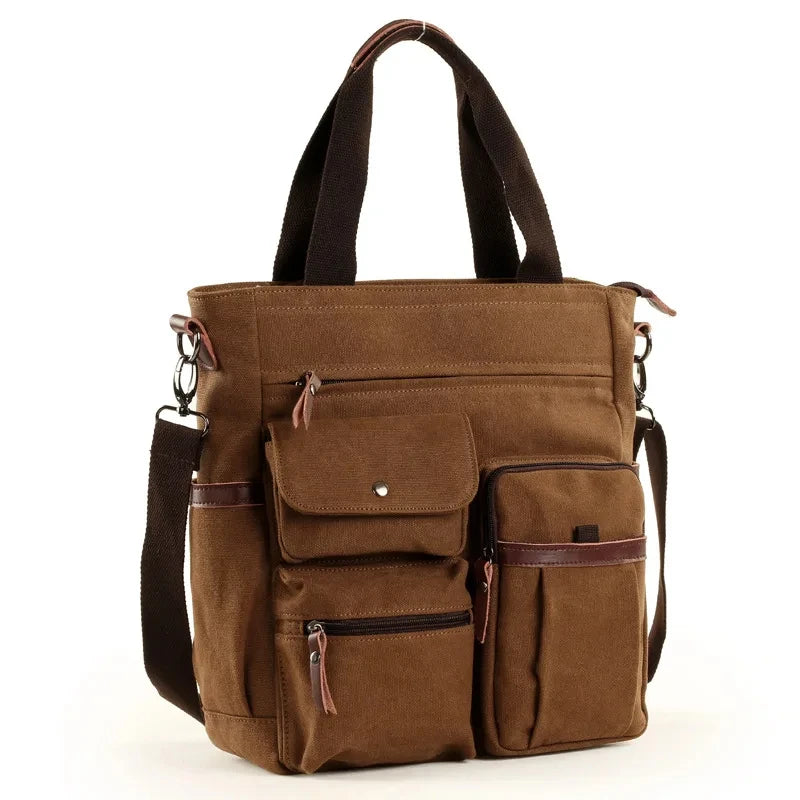 Cyflymder  Men Canvas Messenger Bag Crossbody Bags Unisex Sling Bag Shoulder Bag for Travel Work College Vintage Men's Handbags Briefcase