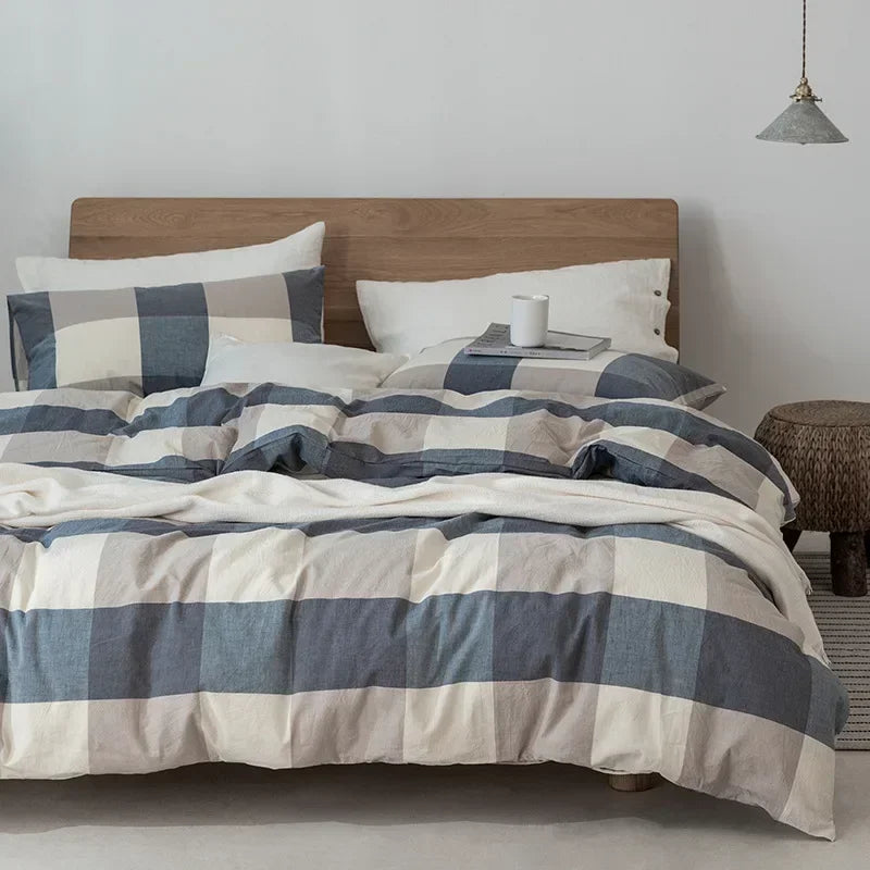 Cyflymder  Boy Gray Plaid Duvet Cover Set Duvet Cover Soft Bedding Comforter Cover Set 1 Duvet 2 Pillow Shams