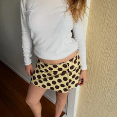Cyflymder  Women Y2K Polka Dot Skirt Mid Rise Reversible Wrap Skirts Summer Going Out Skirt Boho Bikini Cover Up Beachwear