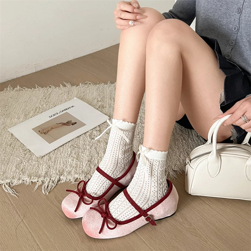 Cyflymder Bow Women Mary Jane Shoes Flats Designer Shallow Women's Sandals Fad Loafers Shoes Elegant Summer Dress New Mujer Zapatos