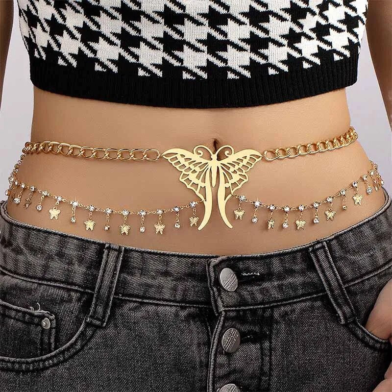 Cyflymder Multi-Layer Body Belly Chain Metal Butterfly Women Girls Product Gold Plating Fashion Jewelry Hot Sale Party Gift New Style