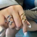 Cyflymder Silver Color Trendy Vintage Elegant Irregular Adjustable Rings for Women Punk Geometric Hollow Branches Open Ring Party Jewelry