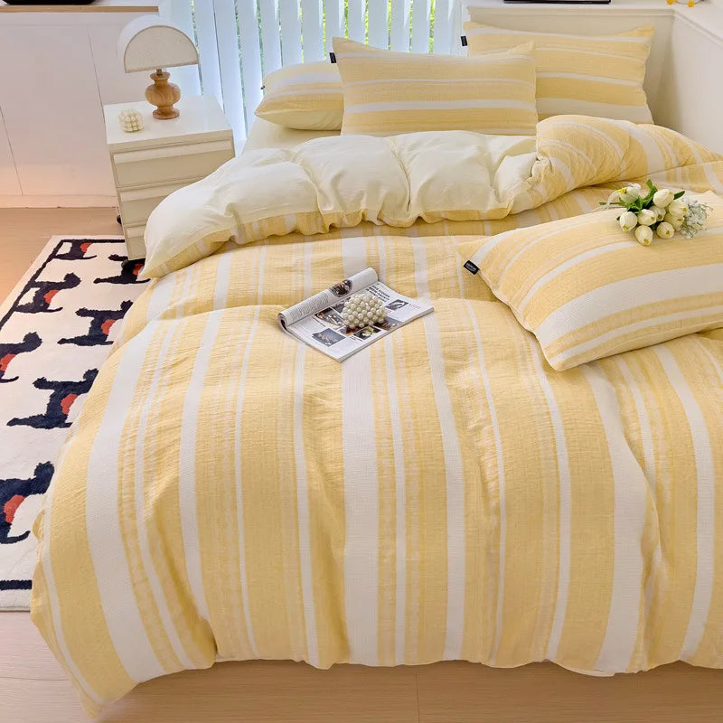 Cyflymder  Class A 60S Pure Cotton Bedding Sets Jacquard Cotton Skin Friendly Comforter Set Girl Style Duvet Cover Set for Queen King Size