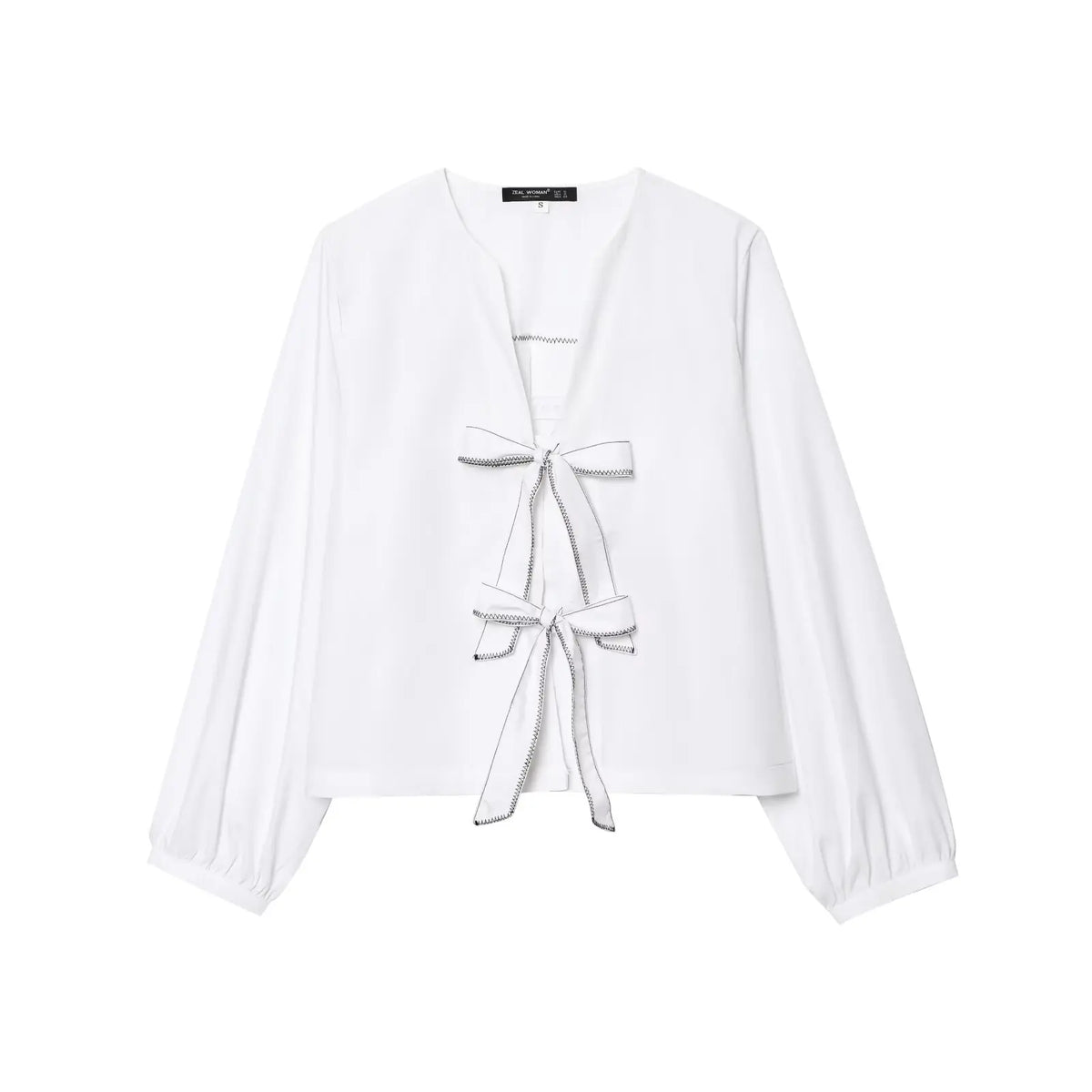 Cyflymder   Women's Summer Fashion V-neck Bow Lace-up Poplin Short Shirt Female Thin Versatile Elegant Casual Cardigan Top Mujer