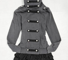 Cyflymder  Gothic Ladies High Collar Sweatshirt Jacket Vintage Button Detail Slim Coat Y2K Harajuku Dark Hotsweet High Street Chic Surcoat