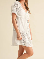 Cyflymder  Elegant Lace Maternity Dress with Empire Waist and Flutter Sleeves for Special Occasions in Spring Summer