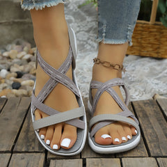 Cyflymder  Summer Fashion Relaxation Woman One-character-style Flat Sandals Casual Flat Comfort Sandals for Women 6758