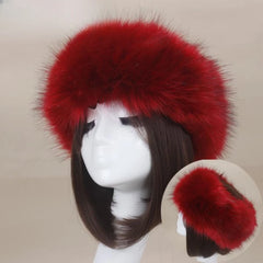 Cyflymder Winter Thick Furry Hairband Fluffy Russian Faux Fur Women Girl Fur Headband Hat Winter Outdoor Earwarmer Ski Hats Hot