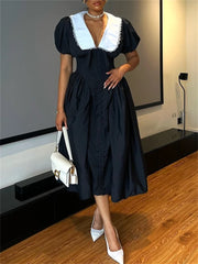 Cyflymder  Long Dresses Women Sexy V Neck Short Sleeve Sweet Dress Elegant New in Summer Fashion Street Wear