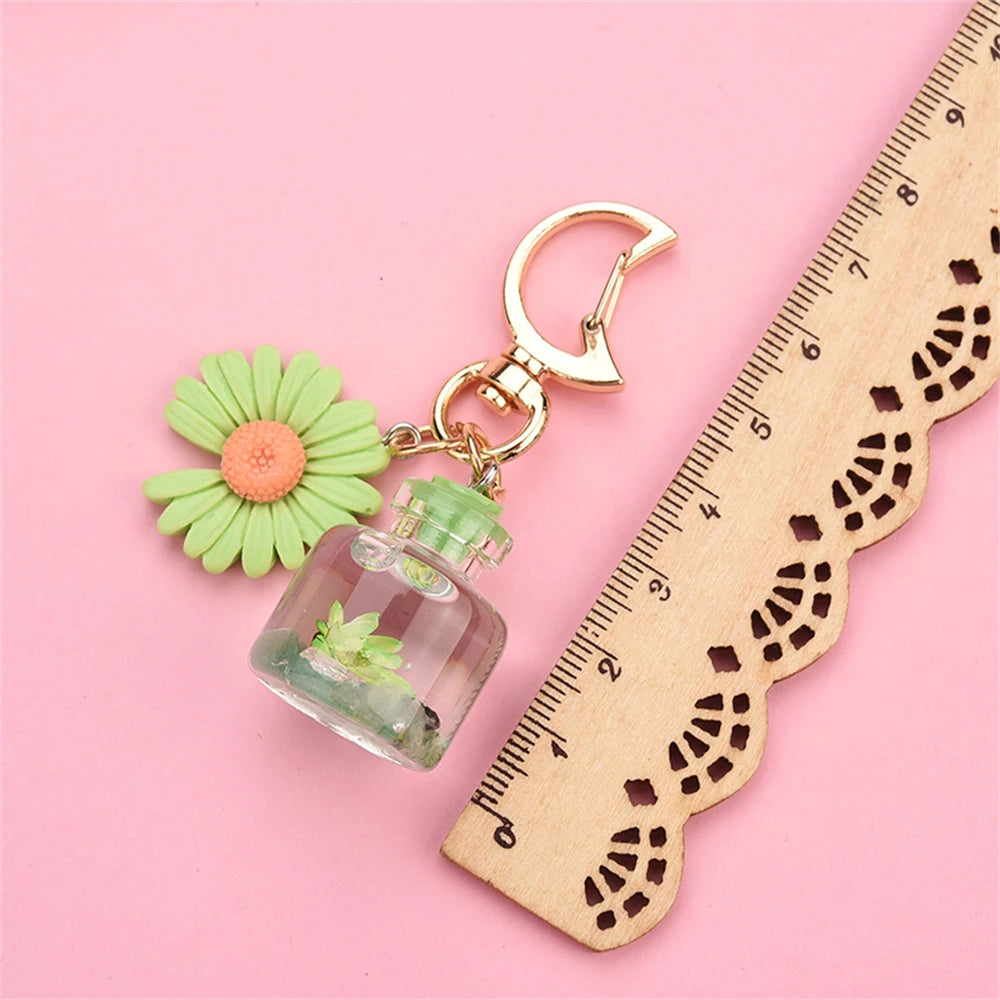 Cyflymder Small Chrysanthemum Key Chain Personalized Moon Button Fashion Keychains For Women Charm Keychain Girl Bag Pendant Keyring Gift for Mom