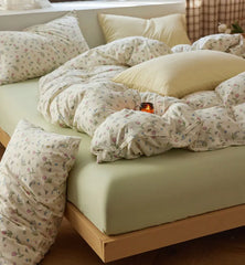 Cyflymder  Romantic sweet flower bedding set,full queen king green red floral knit cotton home textile flat sheet pillow case quilt cover