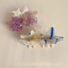 Cyflymder  Acrylic Hair Clip Cream Blue Jelly Starfish Large Claw Summer Bow Shark Clip For Women Thick Hair Fashion accessory Gift