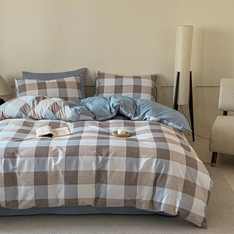 Cyflymder  Fashion Geometric Pattern Printed Fitted Sheet Style Bedclothes Cotton Soft Skin Friendly Bedding Set King Queen Bed Comfort Set