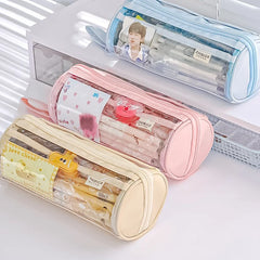 Cyflymder  1 Piece Creative Style Simplicity Pencil Case Cute Candy Color Series Pencil Pouch High Capacity Transparent Stationery Bag