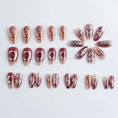 Cyflymder  30pcs Punk Cool Press on Nails Sliver Love Print Fake Nails for Women Girls Wearable Sweet Cool Y2k Style False Nails