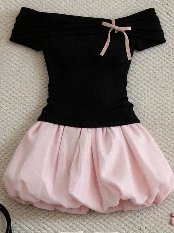 Cyflymder  Sweet Dress 2-Piece Set Y2k Punk 2000s Crop Top+Mini Skirt Elegant Party Dresses Harajuku Short Sleeves Hot Girl Dresses Summer