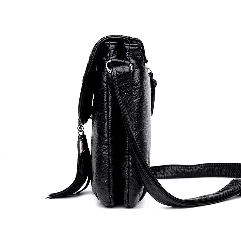 Cyflymder  Casual Women Crossbody Bags with tassel Soft PU Leather Messenger Bag Female Small Bags Multiple Pockets Versatile Large capacit