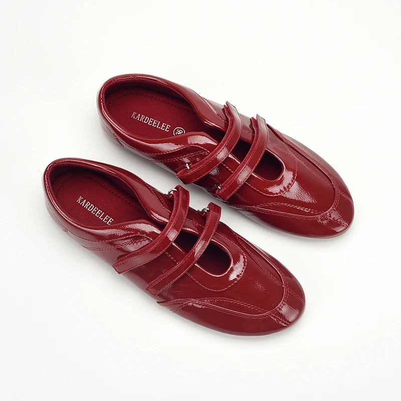 Cyflymder  Ballet Flats Red Shoes for Women Comfortable Pu Leather Casual Streetwear Flats Designer Shoes  Spring Autumn Shallow Loafers