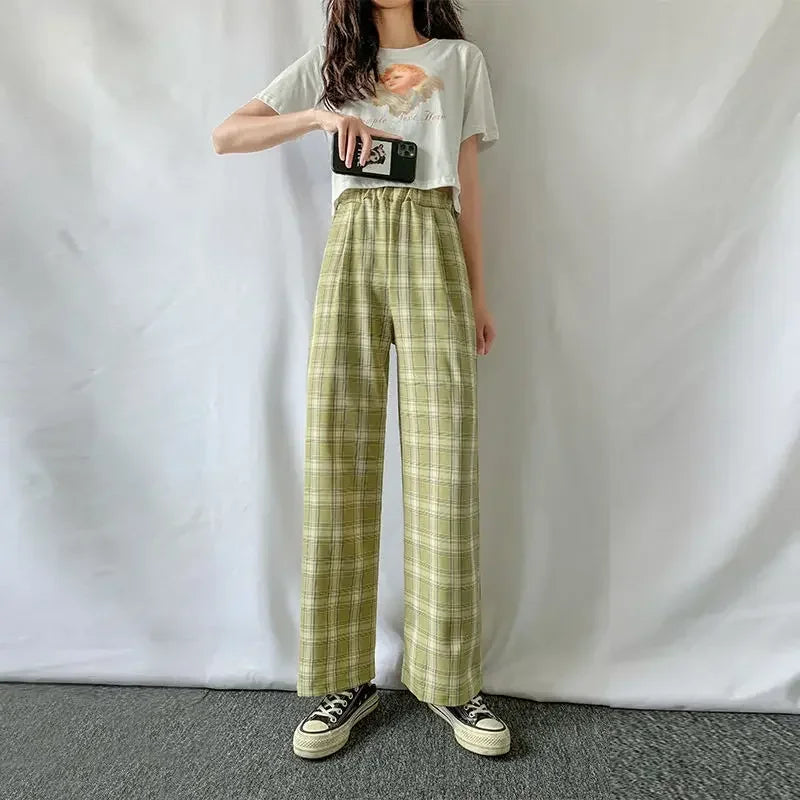 Cyflymder FALL OUTFITS Fashion Warm Plush Pants Cashmere Thick Plaid Ladies Winter Casual Loose Wide-legged Pants Korean Streetwear Students