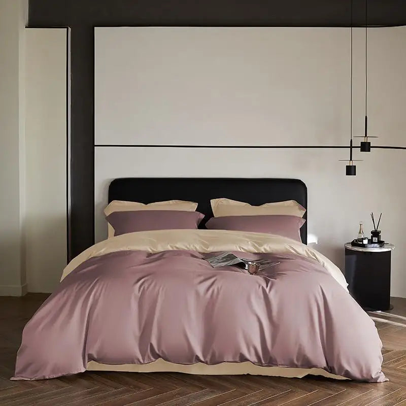 Cyflymder  Reversible Sateen Premium Bedding Set Silky Soft Long-Staple Cotton Single Double Super King Duvet Cover Bedsheet Pillowcases