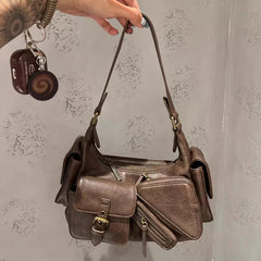 Cyflymder  Vintage Y2k Aesthetic Zipper Pockets Underarm Bag Punk Cool Women Trendy Handbags Luxury Design Streetwear Female Shoulder Bags