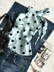 Cyflymder  Polka Dot Halter Sweet Y2k 2000s Summer Crop Top Vintage Sleeveless Slim Woman Clothes Tanks Top Fashion Hot Girl Emo Tees Chic