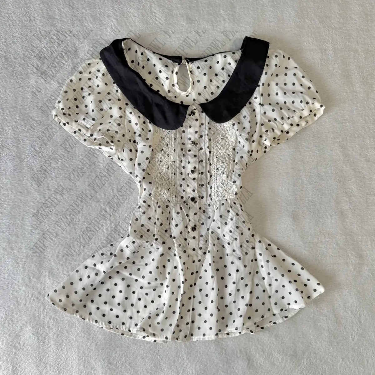 Cyflymder   Coquette Polka dot Polo Aesthetic Shirts Maiden Sweet Vintage Y2K Fashion Women Short Sleeve Tee Classic Pink doll Girl Clothing