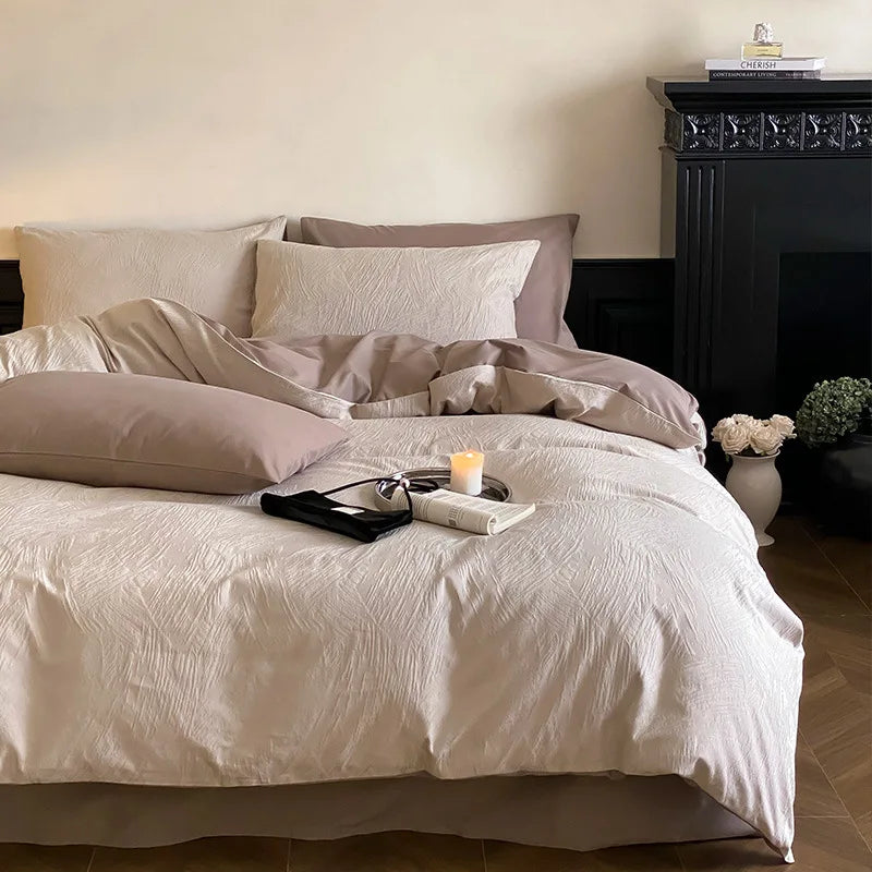 Cyflymder  Premium 100S Pure Cotton Jacquard Bedding Sets Luxury Skin Friendly Smooth Quilt Cover Kit Bed Linens for Adults and Children