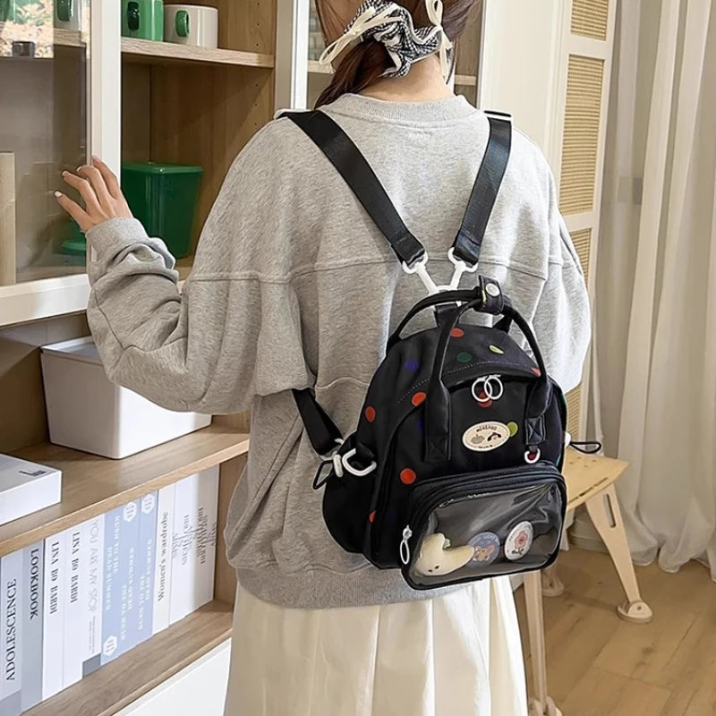 Cyflymder  Transparent Fashion Preppy Mini Backpacks Sweet Kawaii Star Print Ita Bags Y2k Aesthetic Students Casual Travel Schoolbags Women