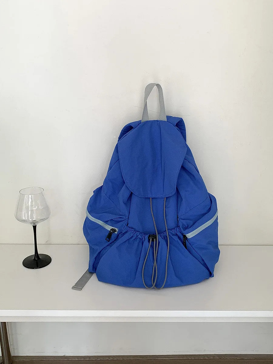 Cyflymder  Nylon Drawstring Pleated Backpack Women Trendy Vintage Casual Schoolbags Casual Travel Students Y2k Aesthetic Simple Backpacks