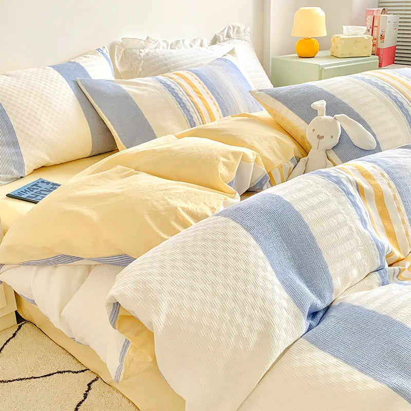 Cyflymder  Class A 60S Pure Cotton Bedding Sets Jacquard Cotton Skin Friendly Comforter Set Girl Style Duvet Cover Set for Queen King Size