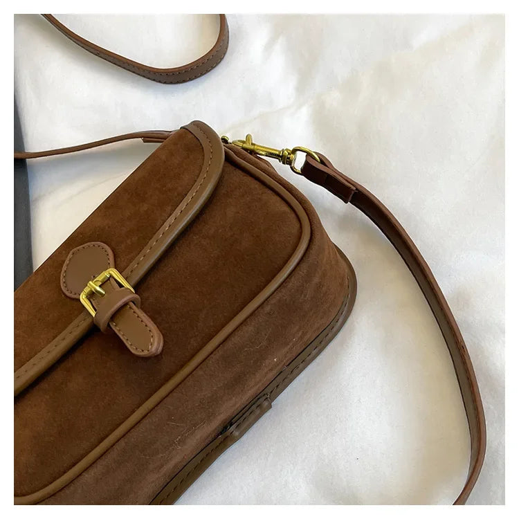 Cyflymder  New Ladies Vintage Saddle Bag Simple Commuter Crossbody Bag Soft Texture Bean Curd Square Bag Elegant Versatile Shoulder Bag