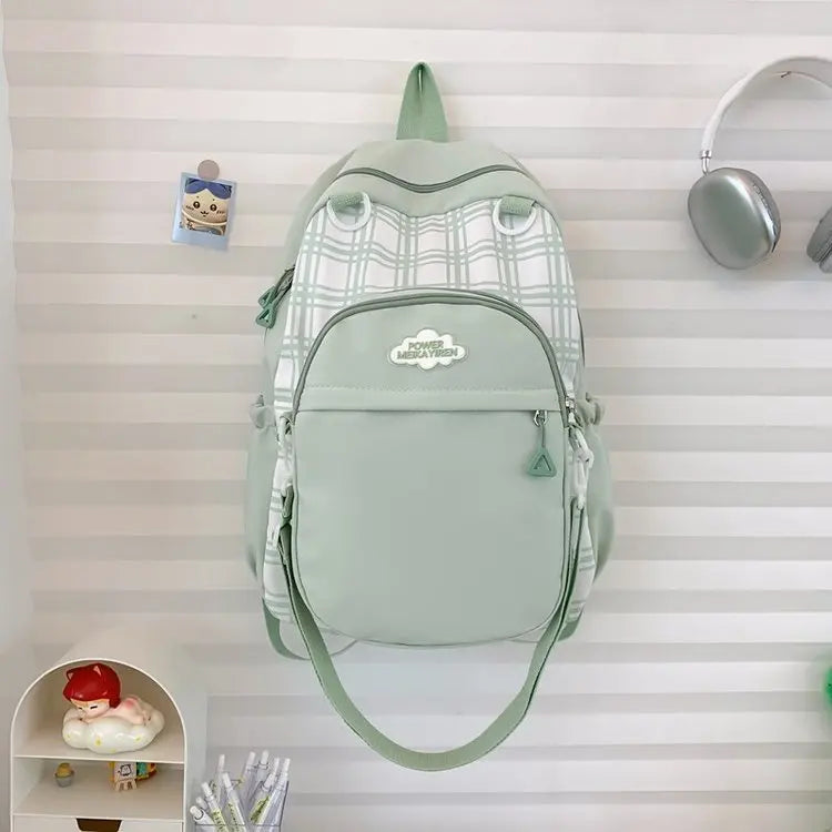 Cyflymder  Y2k Aesthetic Contrast Color Plaid Schoolbags Women Preppy Kawaii All Match Ita Bags Transparent High-capacity Student Backpacks