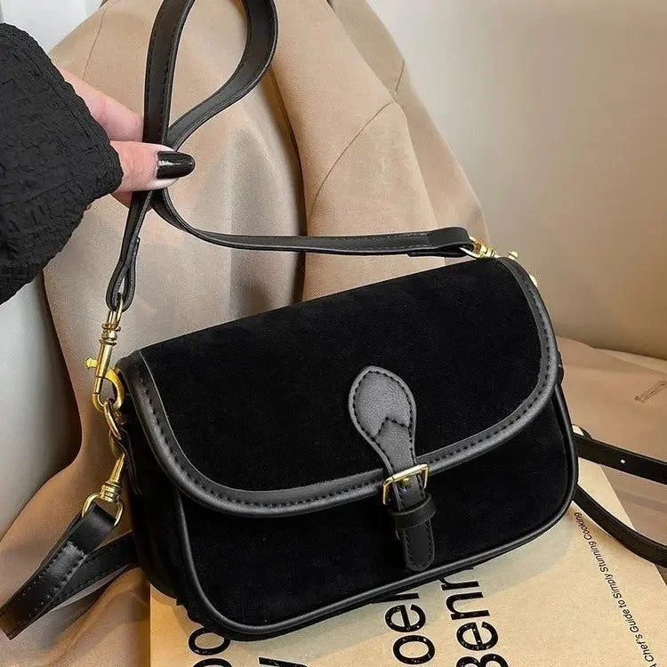 Cyflymder  New Ladies Vintage Saddle Bag Simple Commuter Crossbody Bag Soft Texture Bean Curd Square Bag Elegant Versatile Shoulder Bag