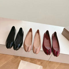 Cyflymder  Loafers Tabi Single Flats Patent Leather Mary Jane Wedges Shoes Women Sneakers Shallow Mouth Split Toe Ballet Trainers Summer