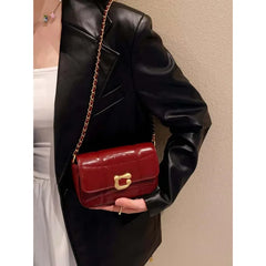 Cyflymder  Wine Red Crossbody Bag Small Women's Shoulder Bag Chain Underarm Bag Fashionable Niche Market Compact Size Stylish Design