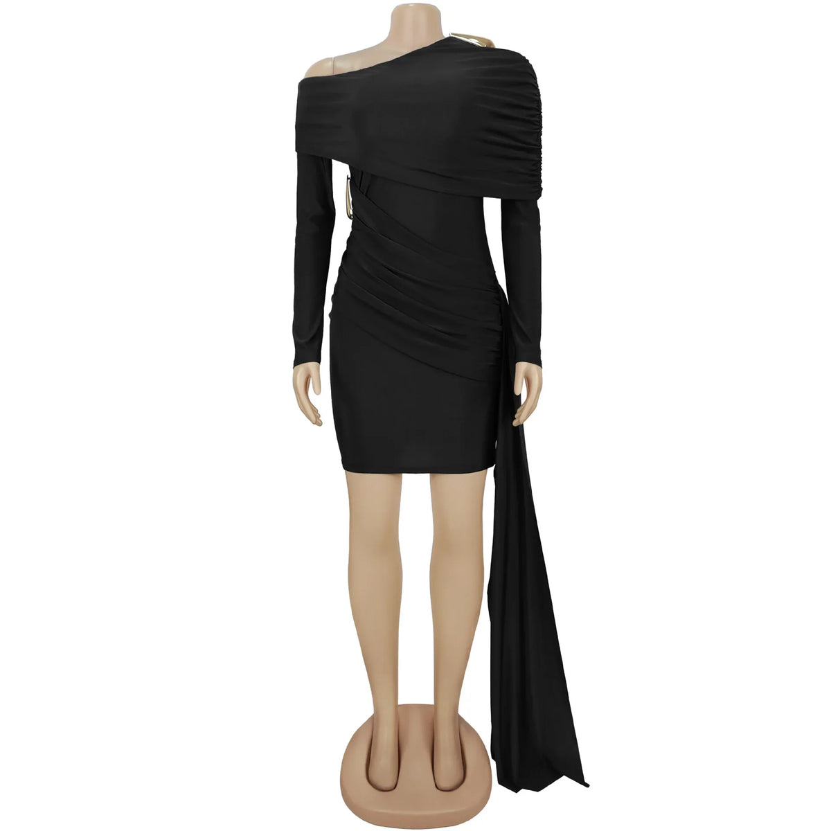 Cyflymder   Women Long Sleeve Ruched Stacked Ribbon Mini Dress Fall Vacation Birthday Street Beach Sexy Party Dresses Vestidos