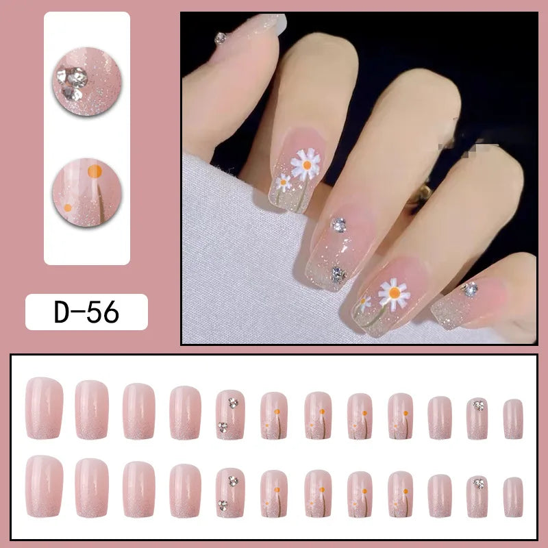 Cyflymder 24Pcs/Set Almond Gradient Press On Nail Art Wearable Fake Nails Pointed Simple Ballet Coffin Reusable False Nails Tips Finished