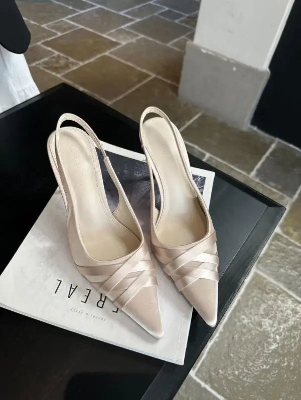 Cyflymder  Low Sandals Woman Leather Low-heeled Hoof Heels Rome Fabric PU Silk Slides Low Sandals Woman Leather Low-heeled Rome Silk Slides