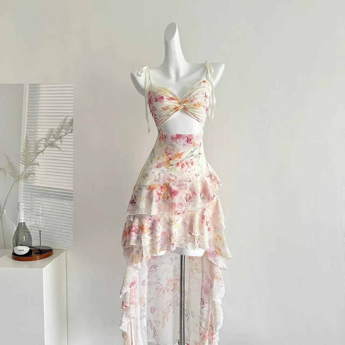 Cyflymder  Summer Women Birthday Prom Cami Dress Midi Coquette French Vintage Hollow Out Vacation Frock Evening One-Piece Party Aesthetic