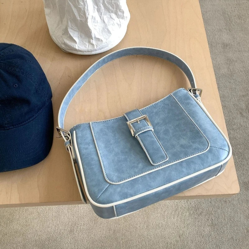 Cyflymder  Trendy Fashion Simple Vintage Mini Square Bags Korean Office Lady All Match Underarm Bag Women Y2k Aesthetic Shoulder Handbags