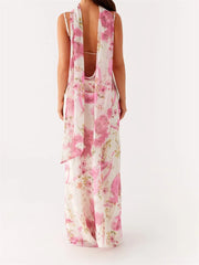 Cyflymder  Women s Boho Maxi Dress with Off-Shoulder Ruffle Sleeve and Floral Print Summer Beach Party Casual Dress with Matching Headband