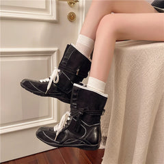 Cyflymder  High-top German training Shoes for Women's 2025 New Inner Height Increase 5CM Microfiber Sports Boxing Short Boots Sneakers