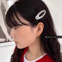 Cyflymder  Korean Fashion Retro Flower Hollow Print Hair Clips for Girls Droplet Shape Hair Clips Cute Harajuku Hair Pin Punk Headwear