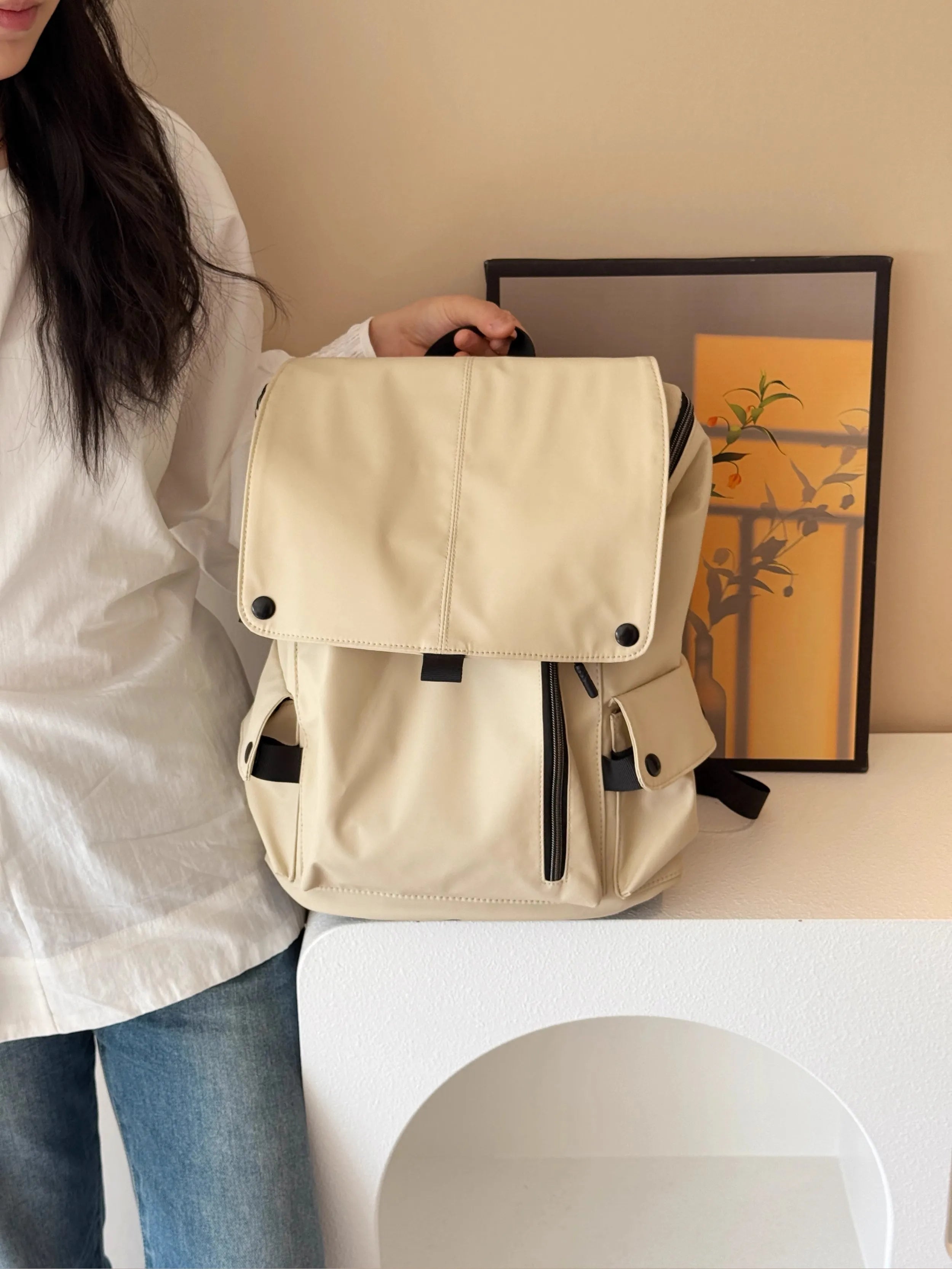 Cyflymder  Korean Y2k Aesthetic Simple Backpack Casual All Match Fashion Schoolbags Vintage Preppy Trendy Chic Backpacks for Women Students