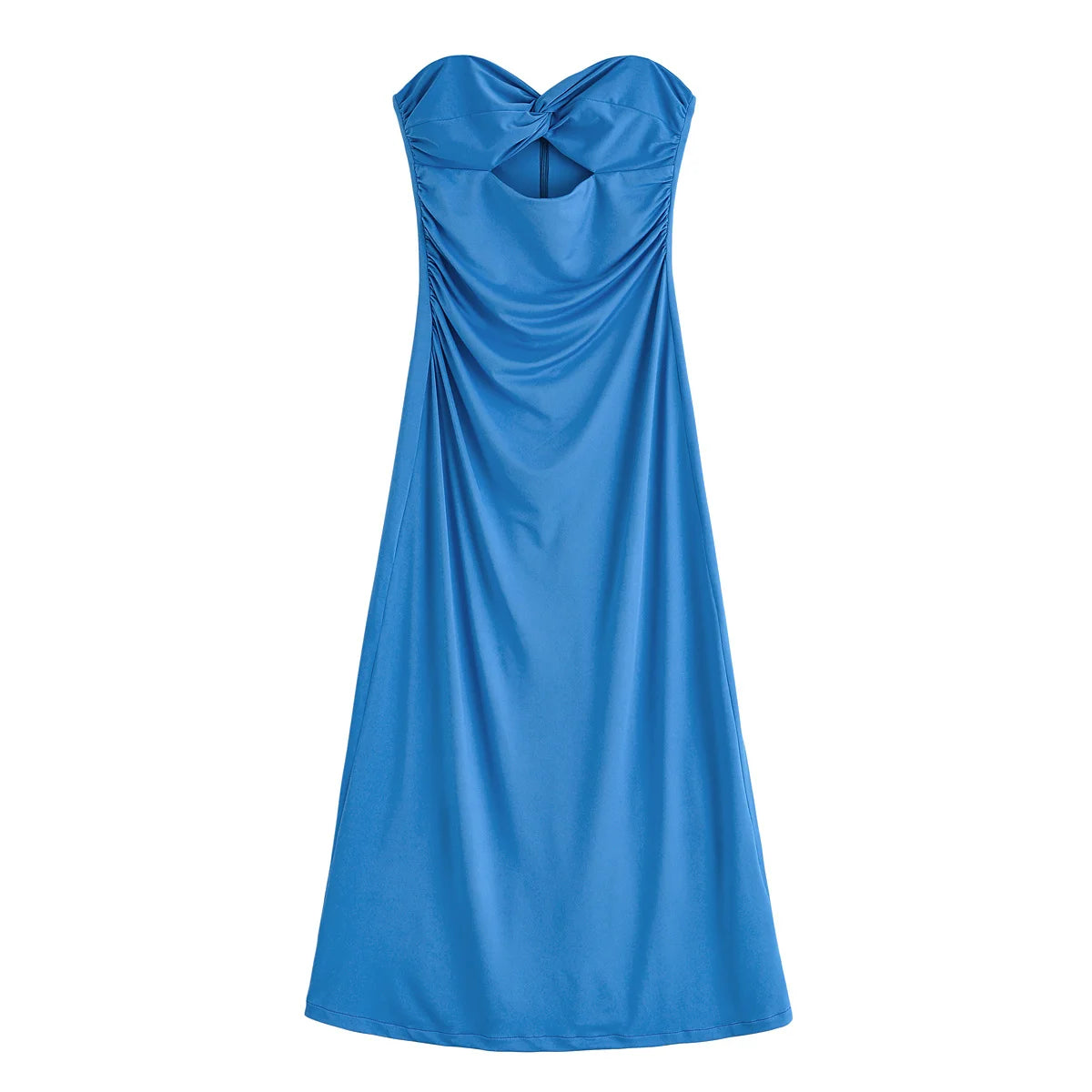 Cyflymder  Women's new fashion open design slim pleated strapless MIDI dress retro sleeveless backless women's dress