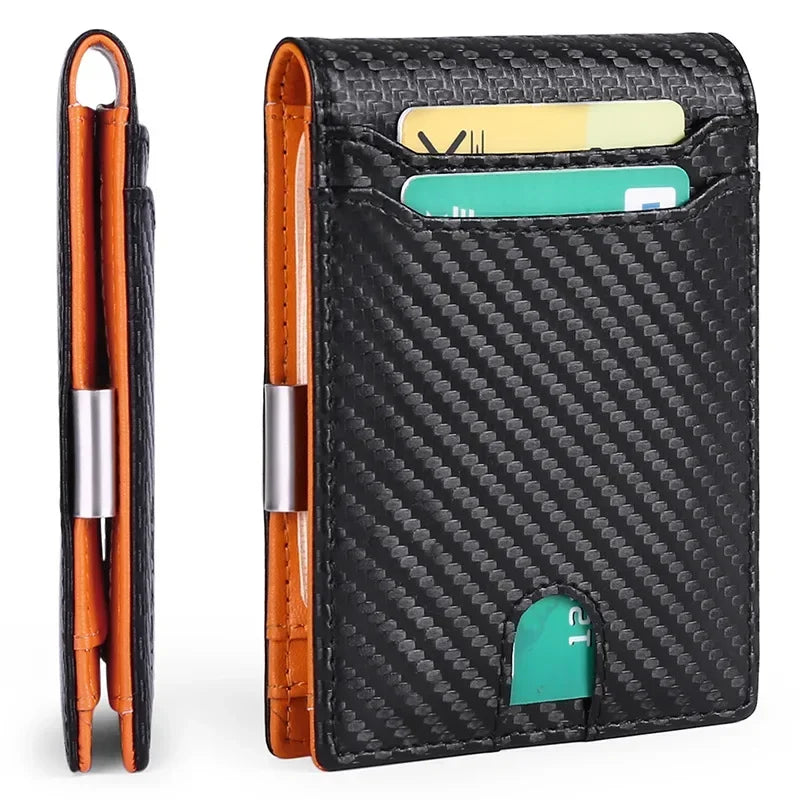 Cyflymder  Men's Ultra -thin Wallet European and American Simple Casual RFID US Dollars Leather Card Bag Money Clip Wallet