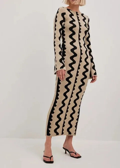 Cyflymder  Spring 2025 Slim Fit Sweater Sle Printed Dr High Waist Design Regular Thin Beaded Me Fabric Faionable Independe