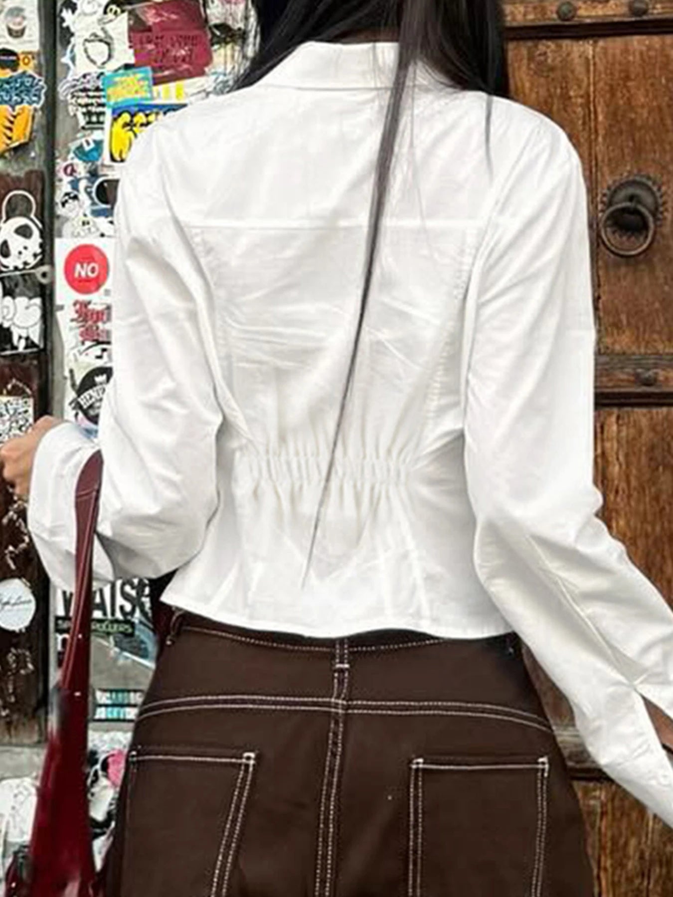 Cyflymder  Elegant Fashion Solid Blouse Basic Slim Turn-Down Collar Long Sleeve Shirts Women Autumn Spring Streetwear Ladies